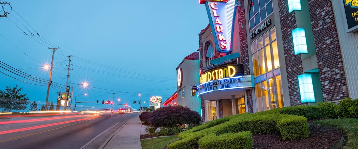 Dick Clark\'s American Bandstand Theater featuring night scenes and signage