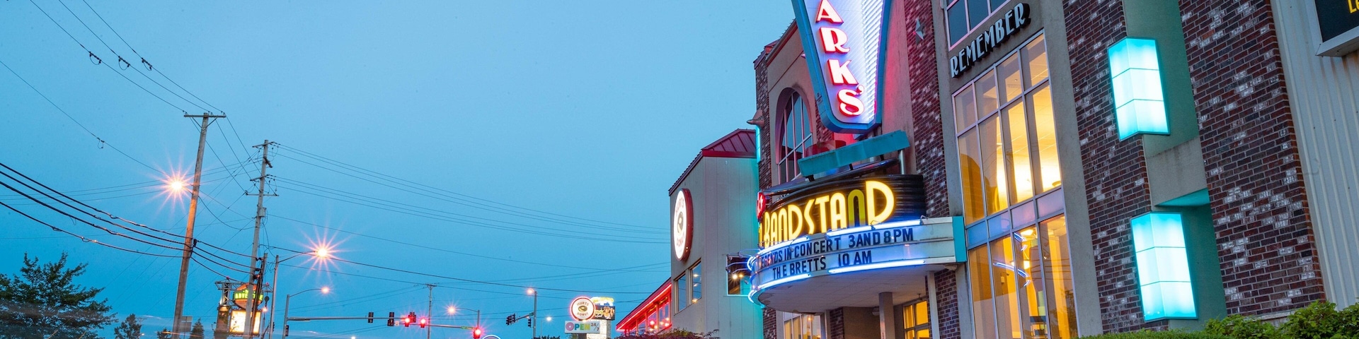 Dick Clark\'s American Bandstand Theater featuring night scenes and signage