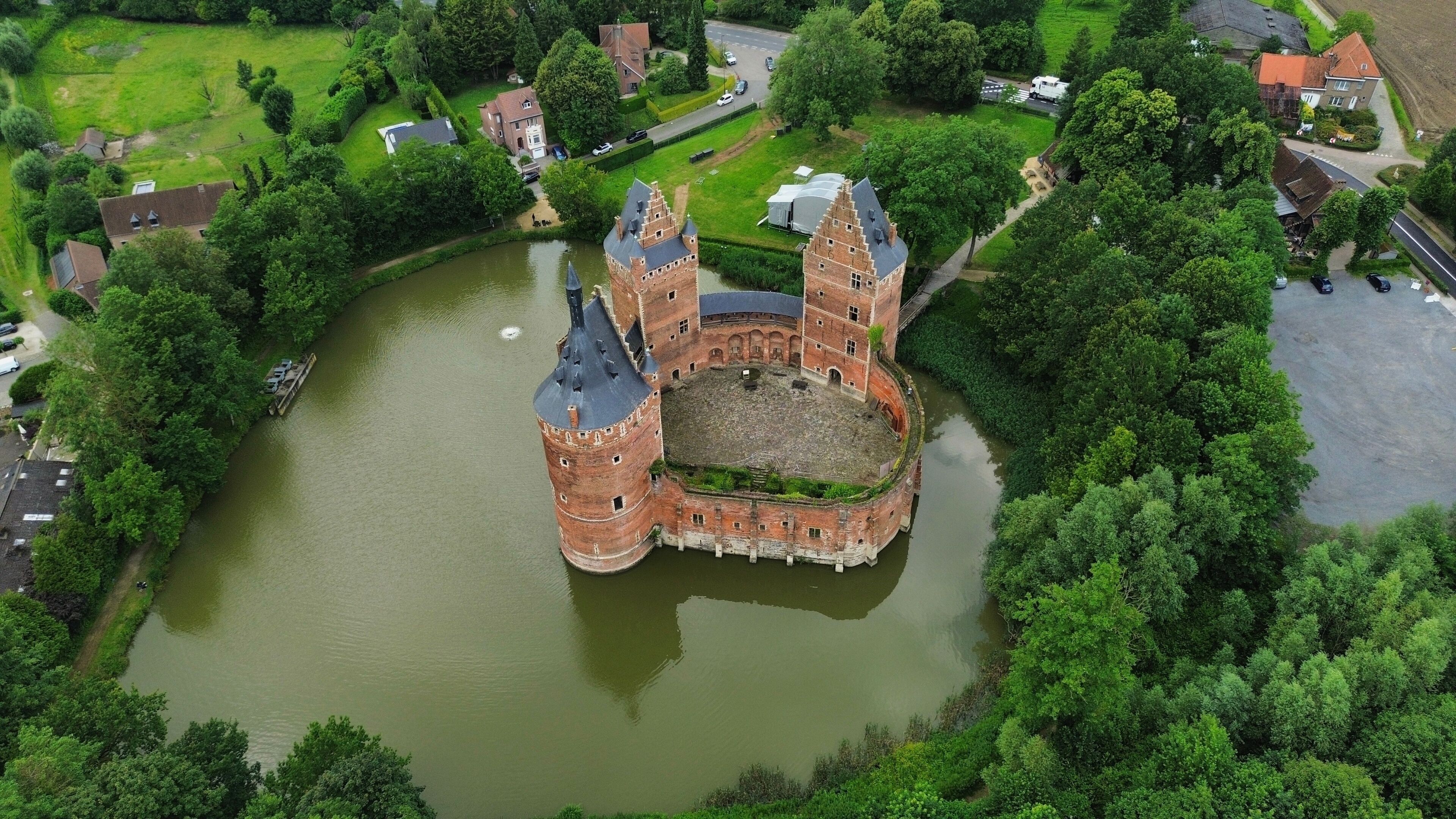 drone photo Beersel castle belgium europe