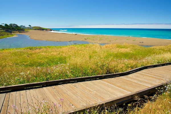 Moonstone Beach Park which includes a beach and a park