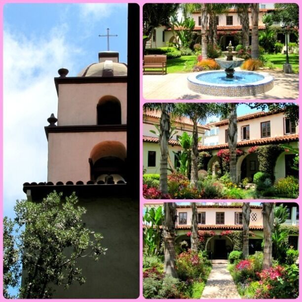 San Buenaventura Mission Gardens and Tower.