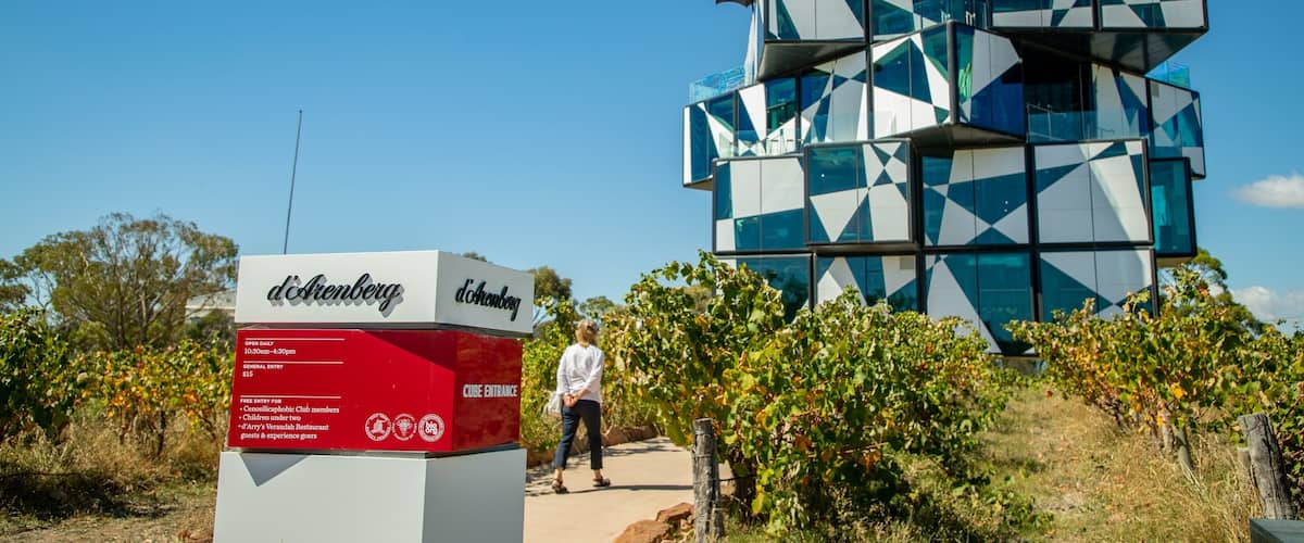 d\'Arenberg Wines which includes signage and outdoor art