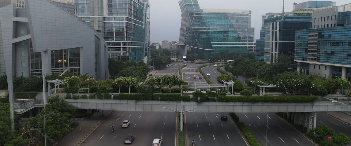 A Aerial view of Gurgaon city in Haryana