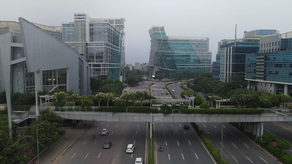 A Aerial view of Gurgaon city in Haryana