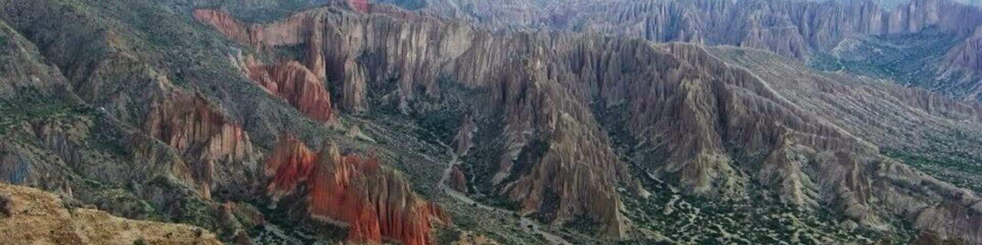 The beautiful red and multicoloured rock formations are all around southern Bolivia on the way to Argentina. We did a mountain biking tour based out of Tupiza which afforded some amazing views. One of the trucks also rolled over the cliff, (when no one was in it) true to Bolivian safety standards.