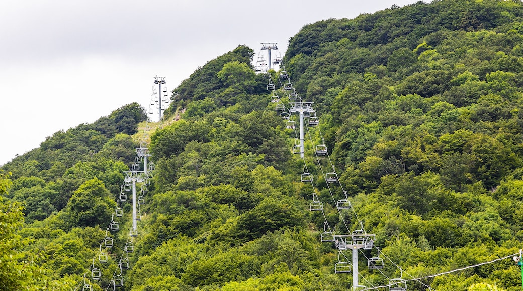 cableway lifts on top of mount in Tsaghkadzor town