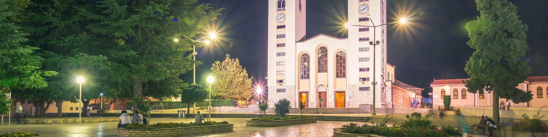 Night view on the church in Medjugorje, Bosnia and Herzegovina