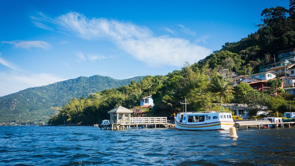 Boat on the lake. Costa da Lagoa. Lagoa da Conceicao, Florianopolis, Brazil.; Shutterstock ID 460353583