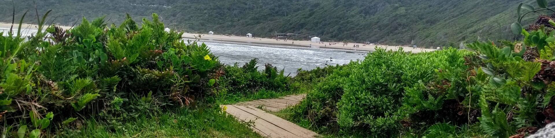 Trilha para praia Vermelha, saindo do Rosa Norte.