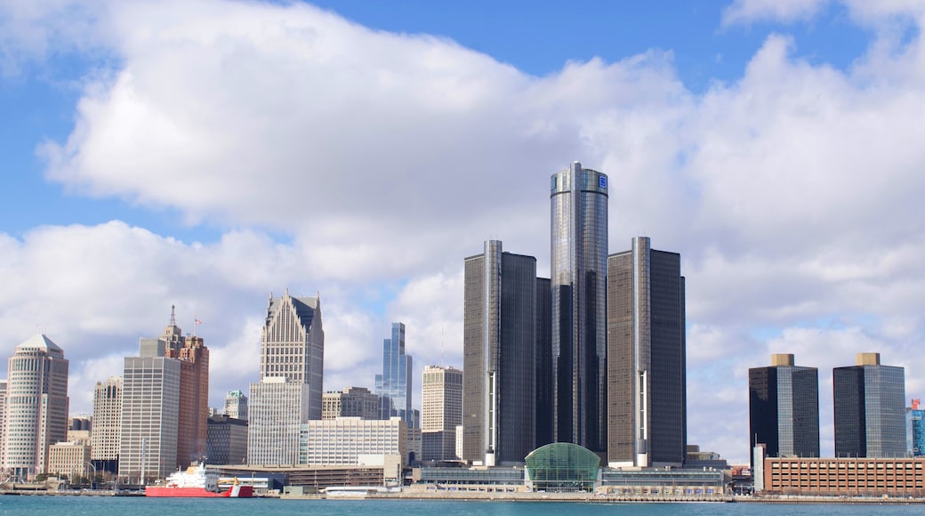 January 29, 2025 Detroit, Michigan, Downtown Skyline from Windsor, Ontario, Canada, taken January 29, 2025, Includes newest build, The Hudson Building.