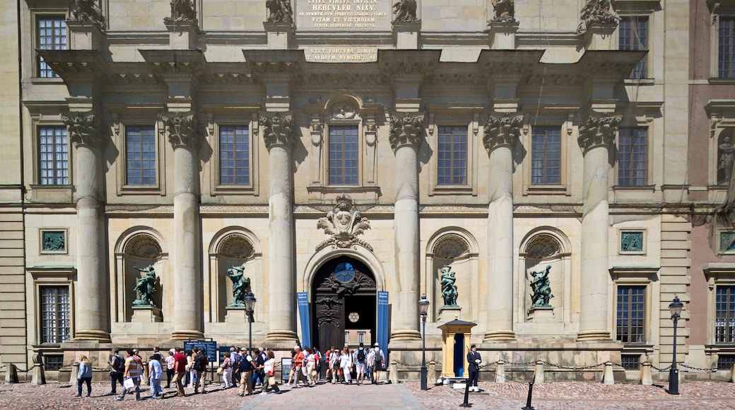 Nobel Museum showing street scenes and heritage architecture as well as a small group of people