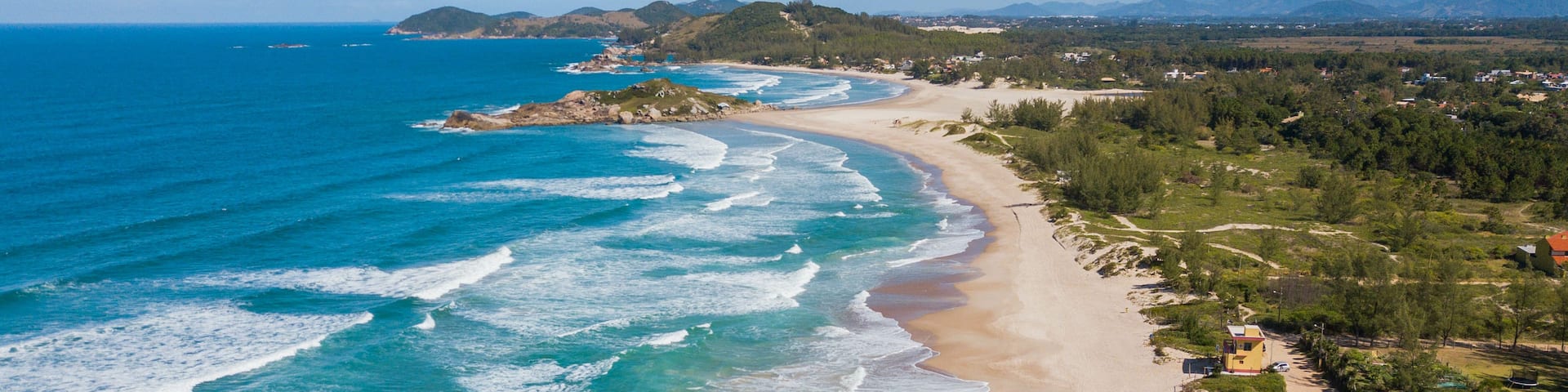 Aerial view of Ferrugem beach - Garopaba. Beautiful beach in Santa Catarina, Brazil