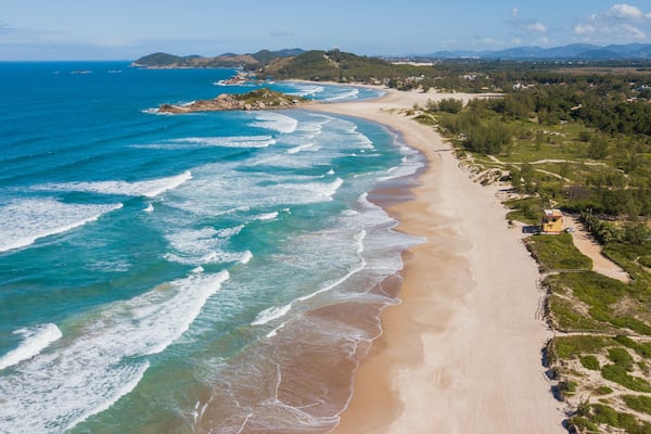 Aerial view of Ferrugem beach - Garopaba. Beautiful beach in Santa Catarina, Brazil