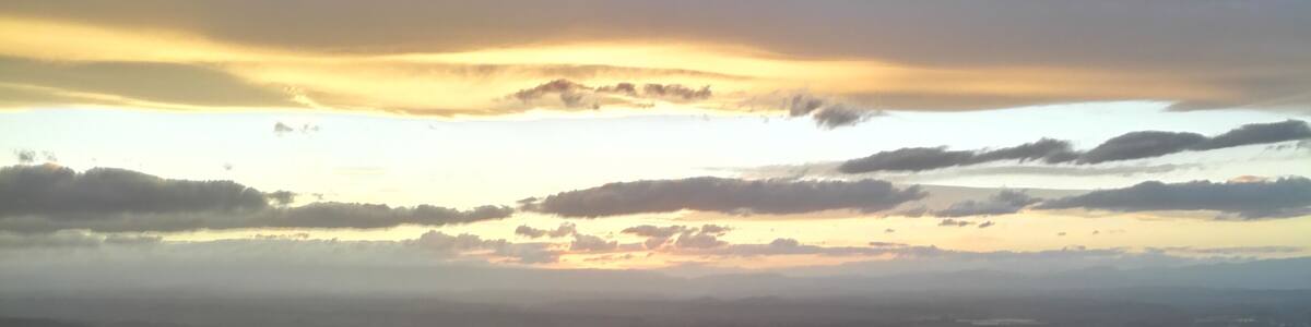 Te Mata at sunset on a cloudy day.