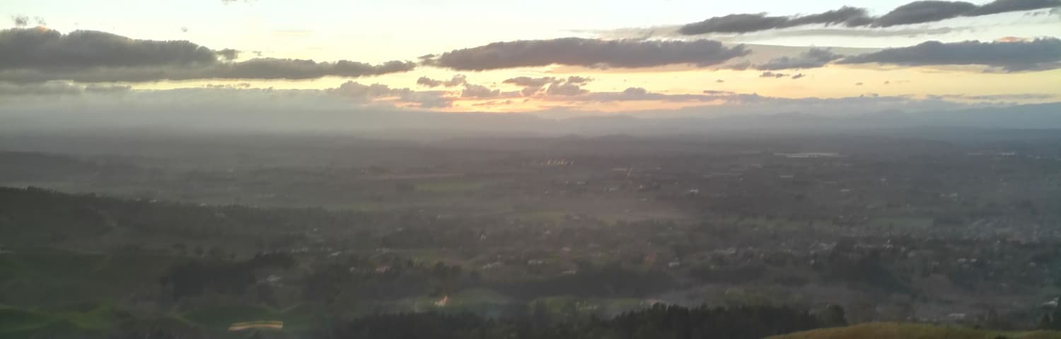 Te Mata at sunset on a cloudy day.