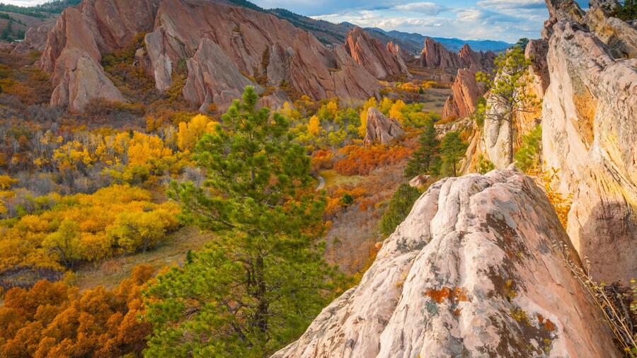 The luster of fall colors fill the valley between the Lyons and Fountain Sandstone formations in Roxborough State Park.