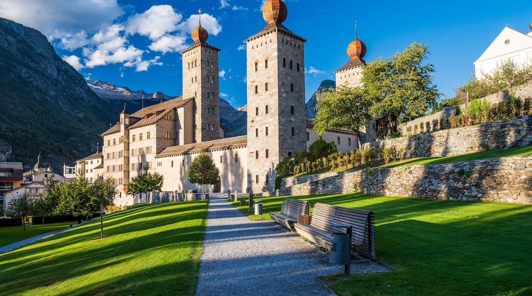 Incredible view of medieval Stockalper castle in Brig, Valais, Switzerland
