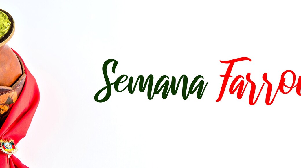 Traditional red hanky and yerba mate tea, chimarrão gaucho from southern Brazil, outdoor format white background.