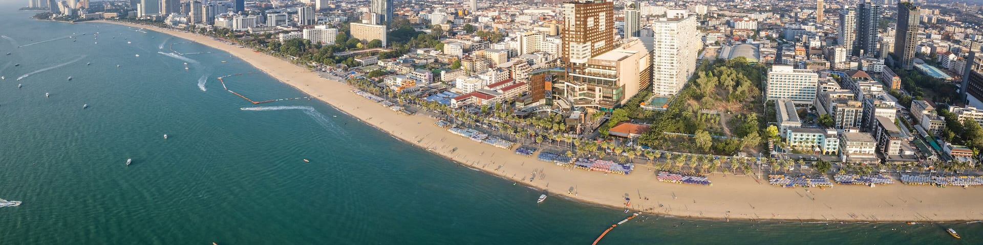 Aerial view of Central Pattaya beach in Chonburi, Thailand