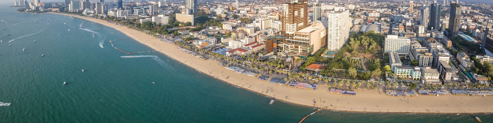 Aerial view of Central Pattaya beach in Chonburi, Thailand