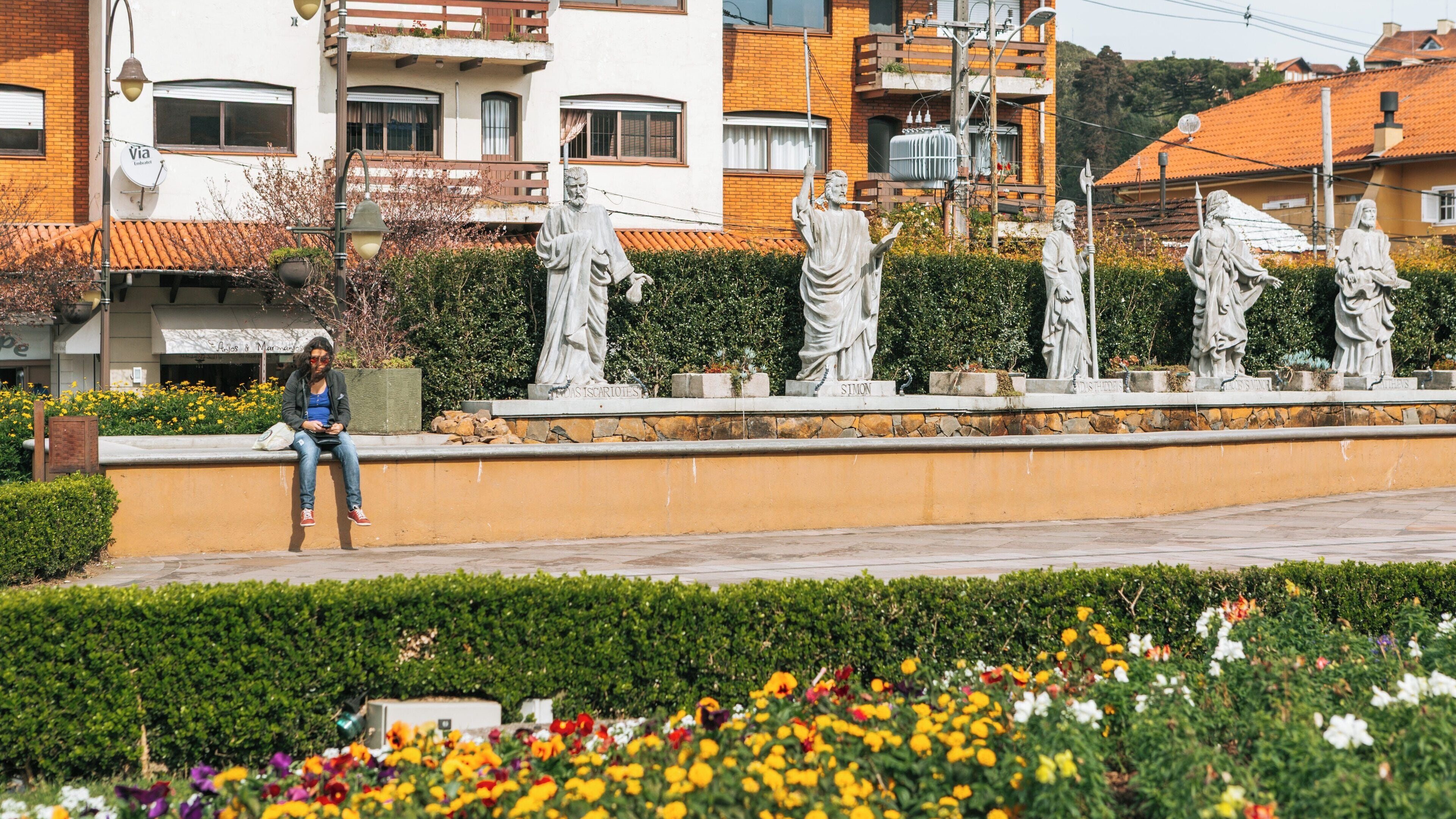 Discovering Sao Pedro Church in Gramado City Centre, Rio Grande do Sul, with Beautiful Surroundings and Statues