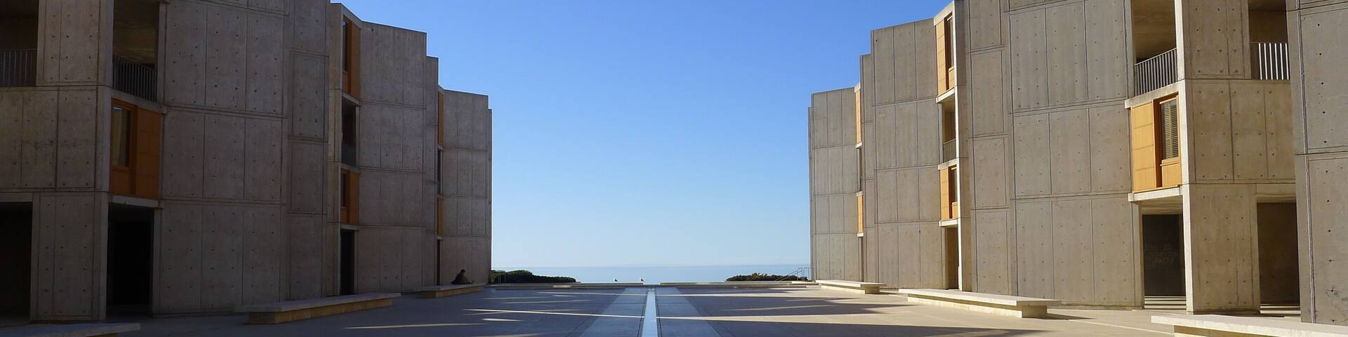Courtyard of Salk Institute and Blue Sky