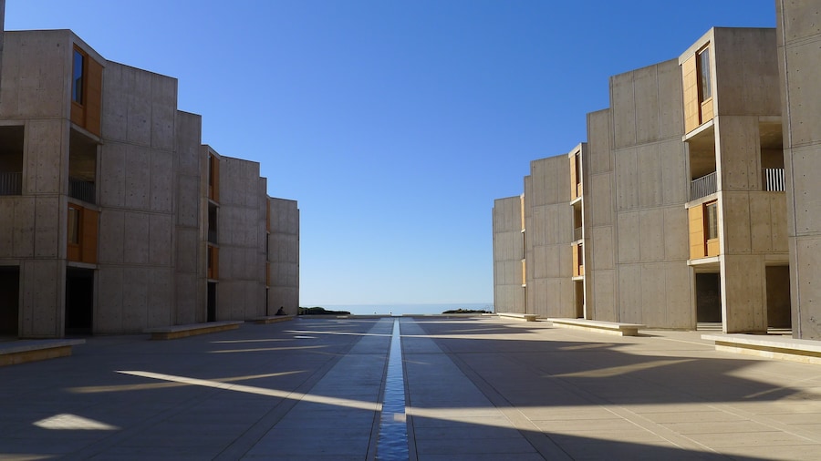 Courtyard of Salk Institute and Blue Sky
