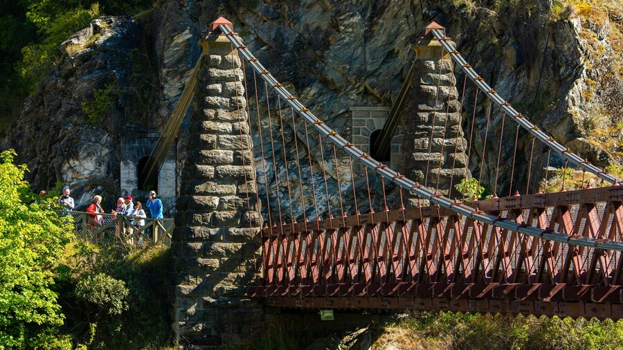 Kawarau Suspension Bridge which includes a bridge as well as a small group of people