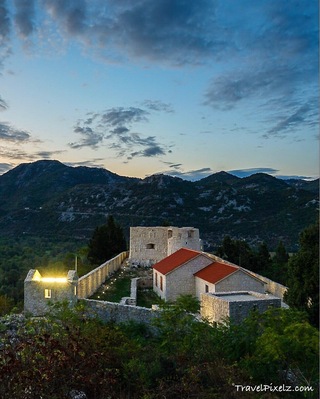 Looking out over Virpazar, this recently reconstructed fortress was built by the Turks in 1478, and was the scene of many a bloody battle; it was also used as a prison by the occupying Italians in WWII. These days, it's an easy uphill stroll from Virpazar and offers splendid views of the village and its surrounds. #montenegro #virpazar #besac #fortress #fort #bluehour #architecture