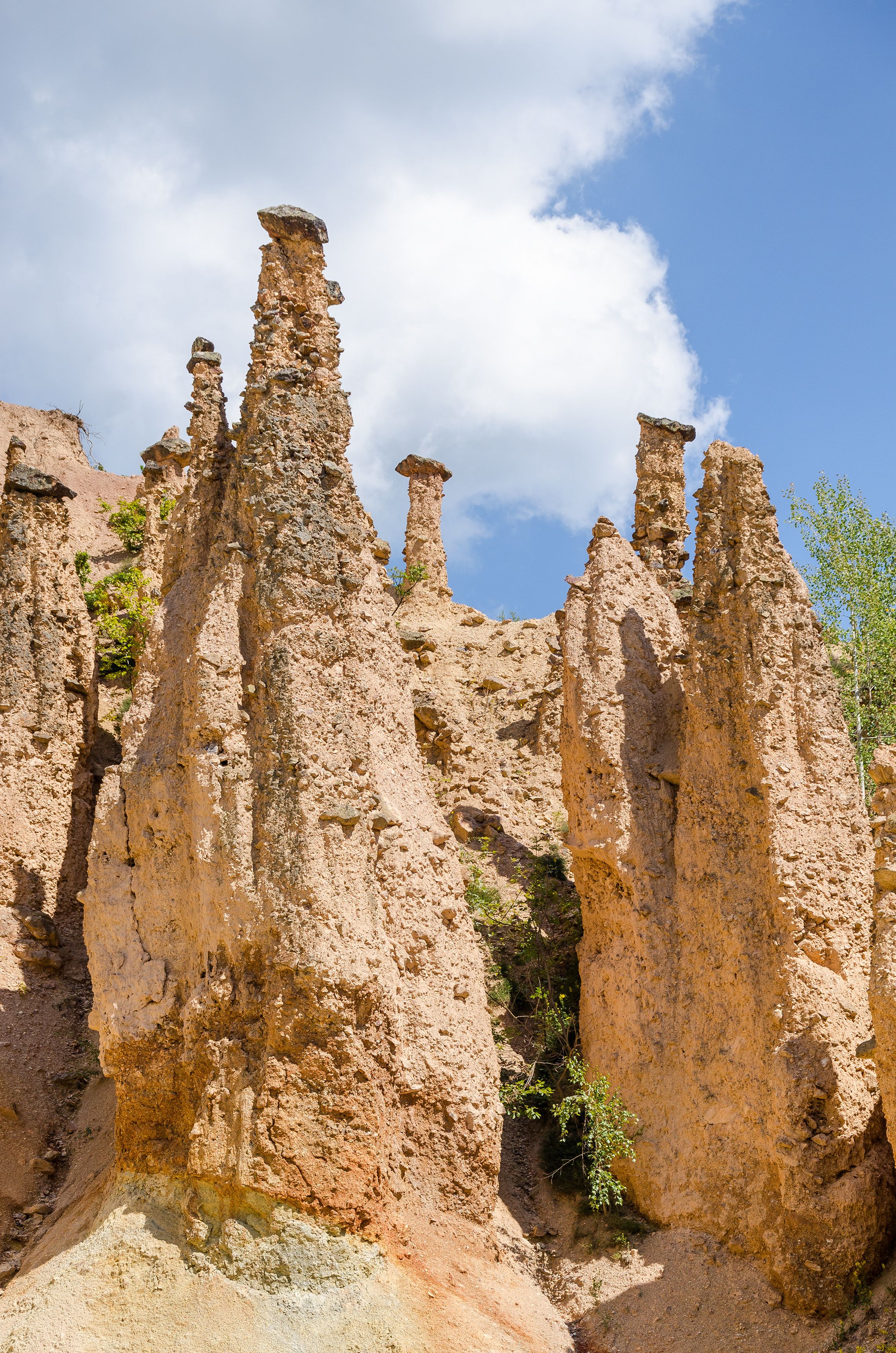 Close-up of rock formations in Devil town, Serbia