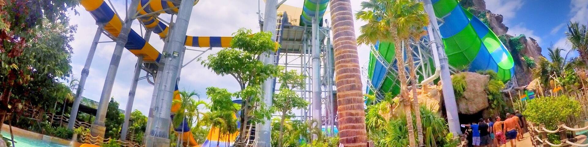 A water jungle in huahin/thailand. Better to go on weekday cuz not so many ppl so you can enjoy all the water slides without long queue.