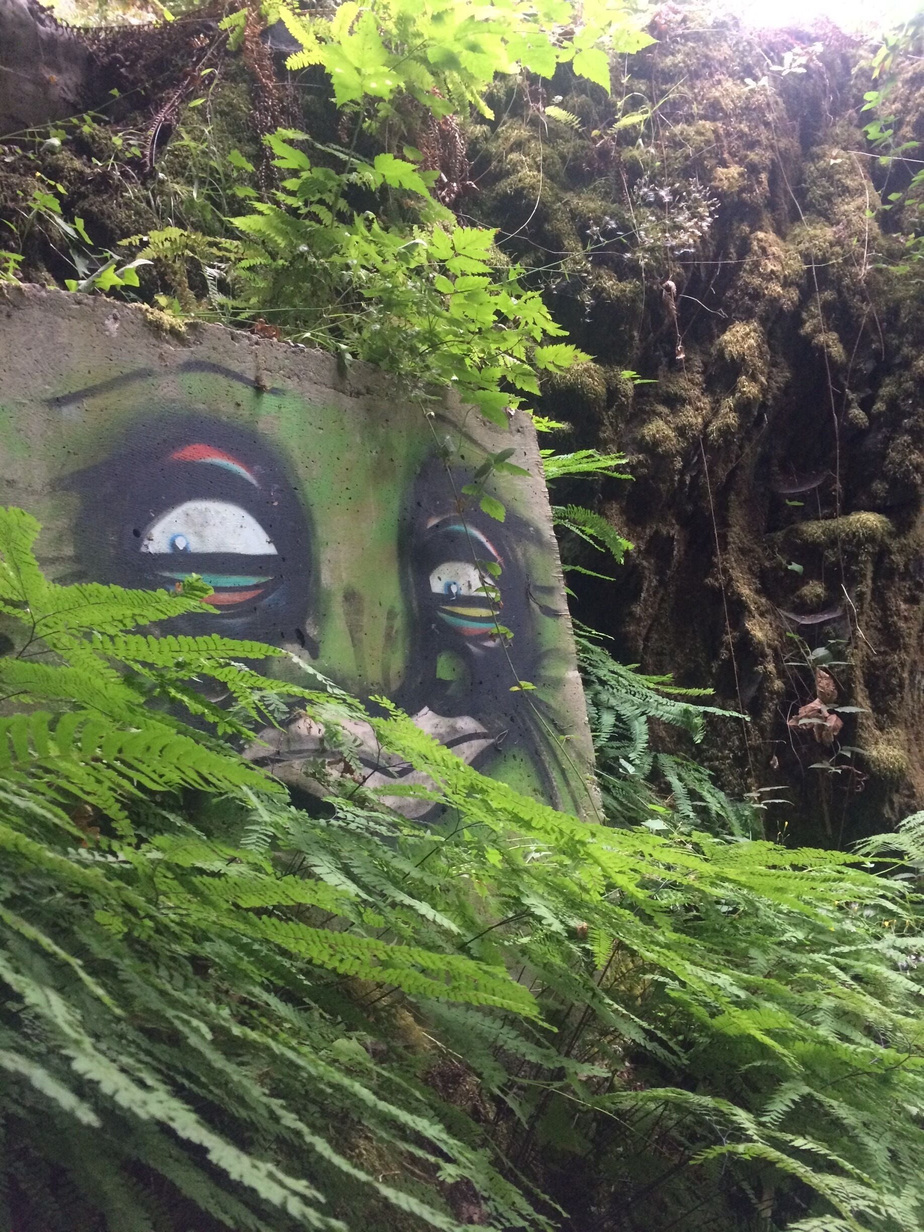 Beautiful little watering hole has a creepy green critter watching you. 