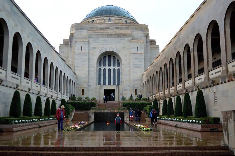 ANZAC Day 2015.  Looking towards the dome which holds the tomb of our Australian Unknown Soldier who was brought back from Gallipoli and laid to rest here.  The memorial is free and open every day of the year except for Christmas day.  