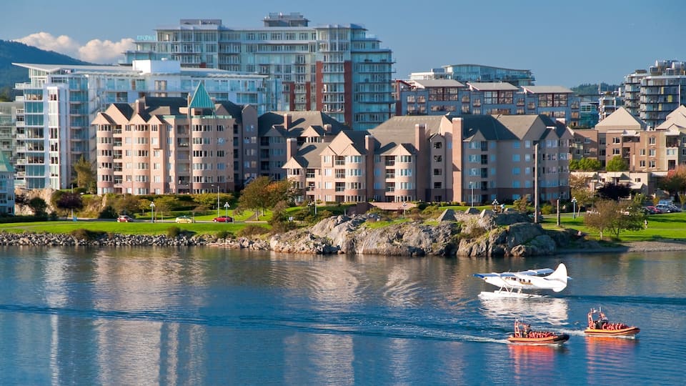Fragment of busy harbor at downtown of Victoria, Canada
