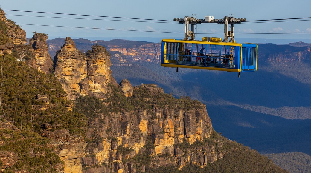 Katoomba Scenic World which includes tranquil scenes, a gondola and a gorge or canyon