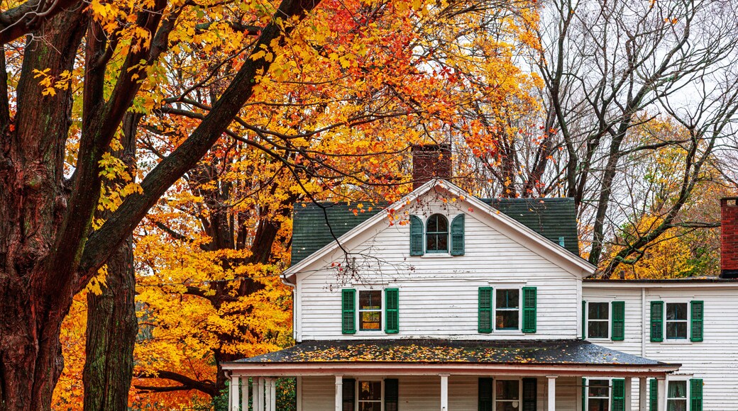 Autumn colors surround Old Farm at Ambler Farm in Connecticut