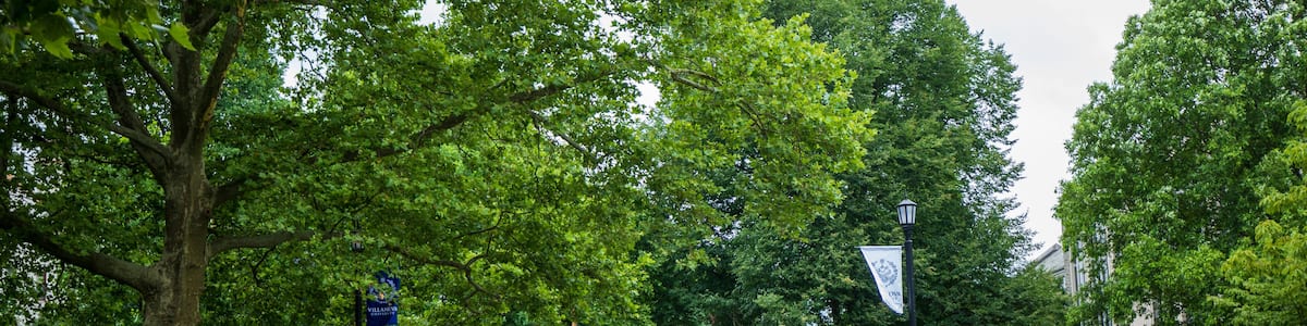 Philadelphia,Pennsylvania,USA - July 7 2022: Villanova University campus and flag in summer.