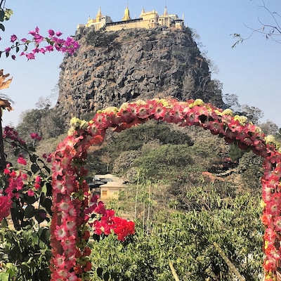 Steep climb ahead. Mount Popa, shrine to 37 nats. It is considered bad luck to wear black or red on the mountain, swear or think badly of others. #spirits #myanmar