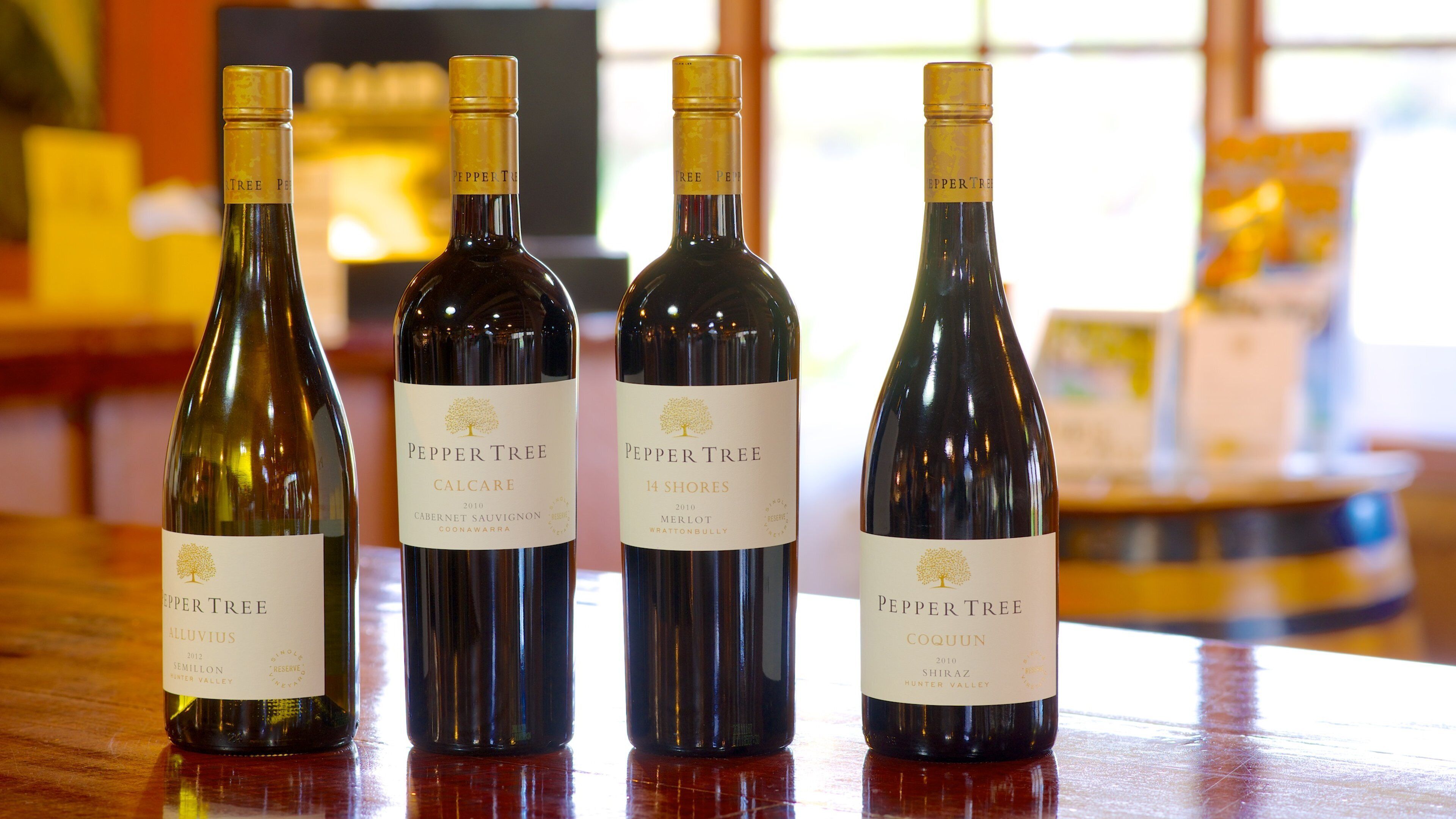 PepperTree Wines featuring drinks or beverages and signage