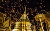 Doi suthep, golden pagoda and yeepeng in new year celebration fastival.