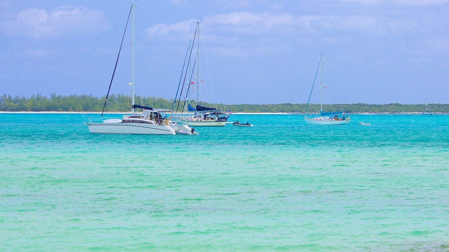 Playa de Palm Bay que incluye paseos en lancha, vistas generales de la costa y navegación