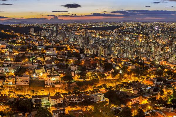 View of Belo Horizonte after sunset , Minas Gerais , Brazil .