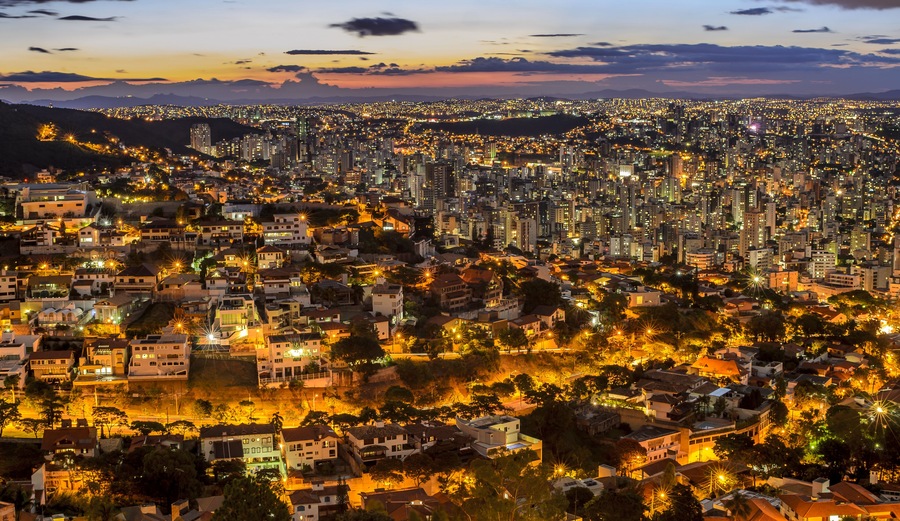 View of Belo Horizonte after sunset , Minas Gerais , Brazil .