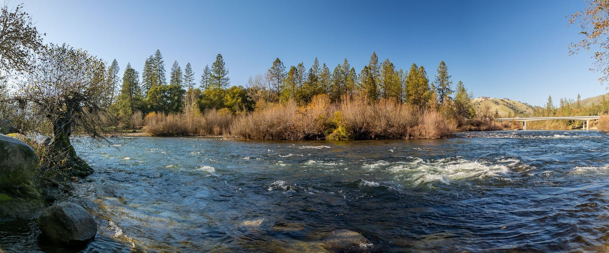 Winter Panorama of the South Fork American River at Lotus Park