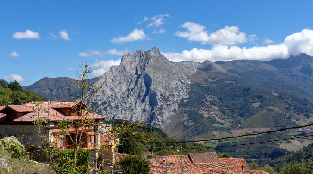 View of the village of Colio, in Liébana, Europa Peaks, Cantabria, Spain.
