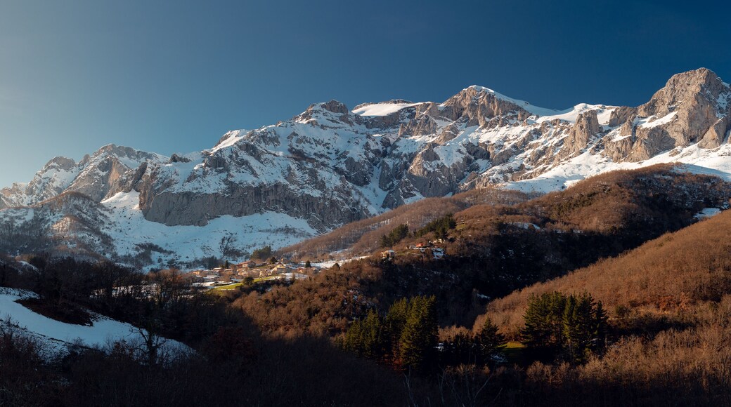 Panoramic view of the town of Colio, Cillorigo de Liebana, Cantabria.