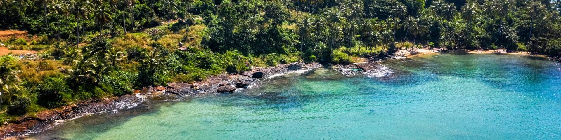 Aerial view of Long beach or Dai beach on Phu Quoc island, Kien Giang, Vietnam