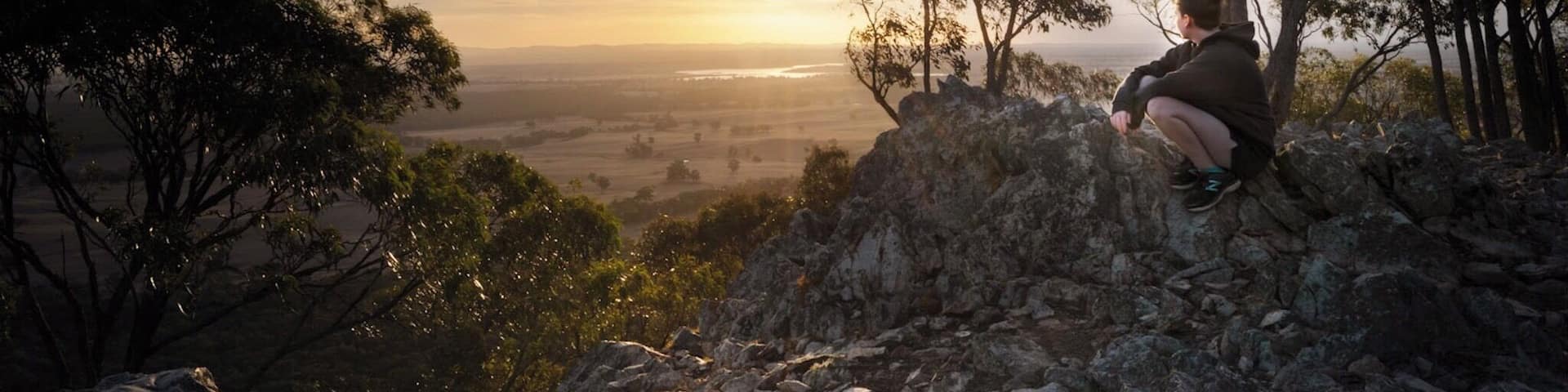 A short 10min hike from the car park and past the fire tower, brings you to a peaceful sunset vantage point overlooking the surrounds of Heathcote and Lake Eppalock in the distance. What your step as there are lots of small loose boulders. At dawn/dusk there are quite a few Kangaroos and Wallabies jumping out in front of you on the drive in also.