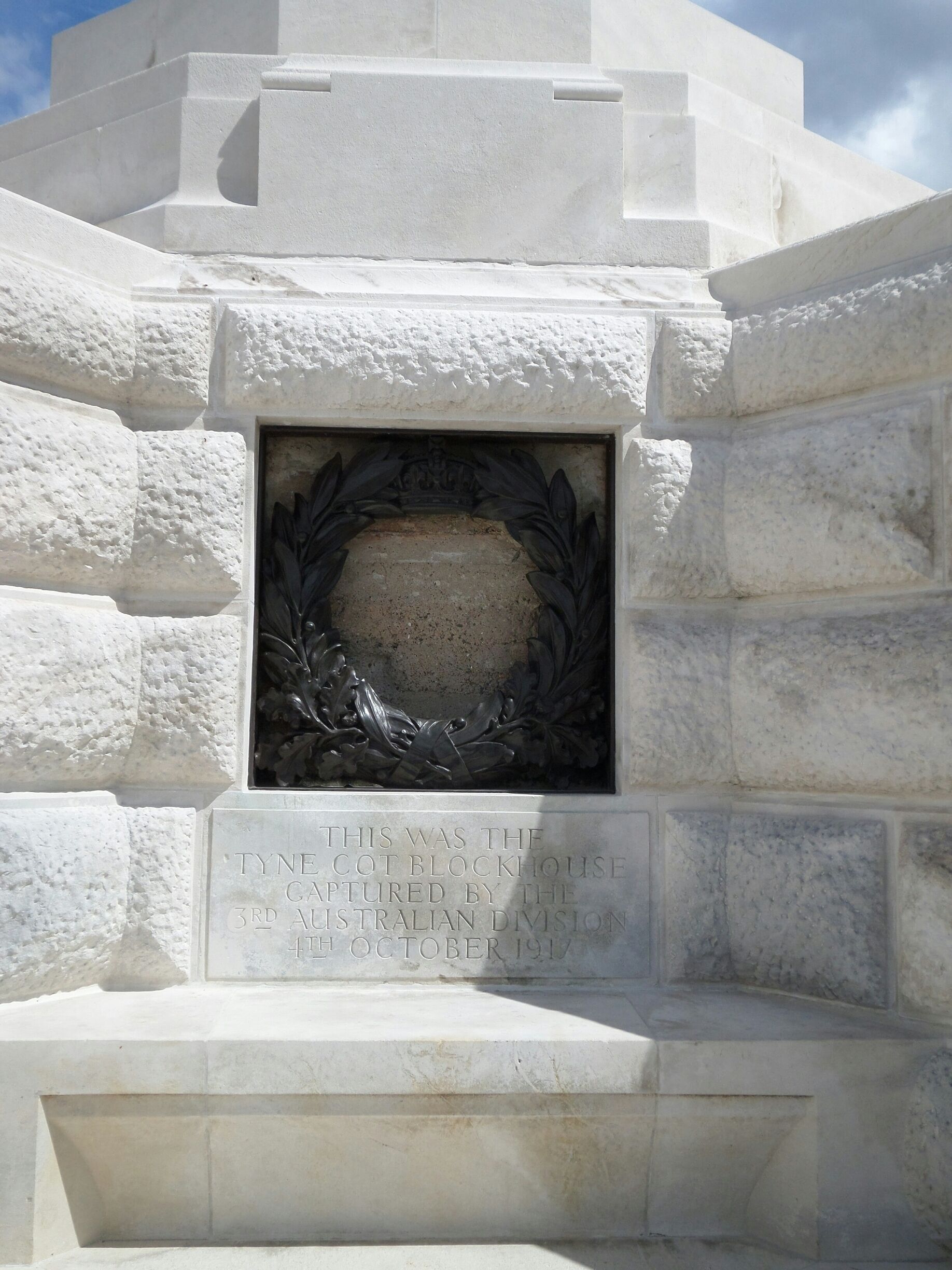 The square in the centre shows through to the original German bunker.

The memorial and Cross of Sacrifice is built over it.

#Passchendaele100