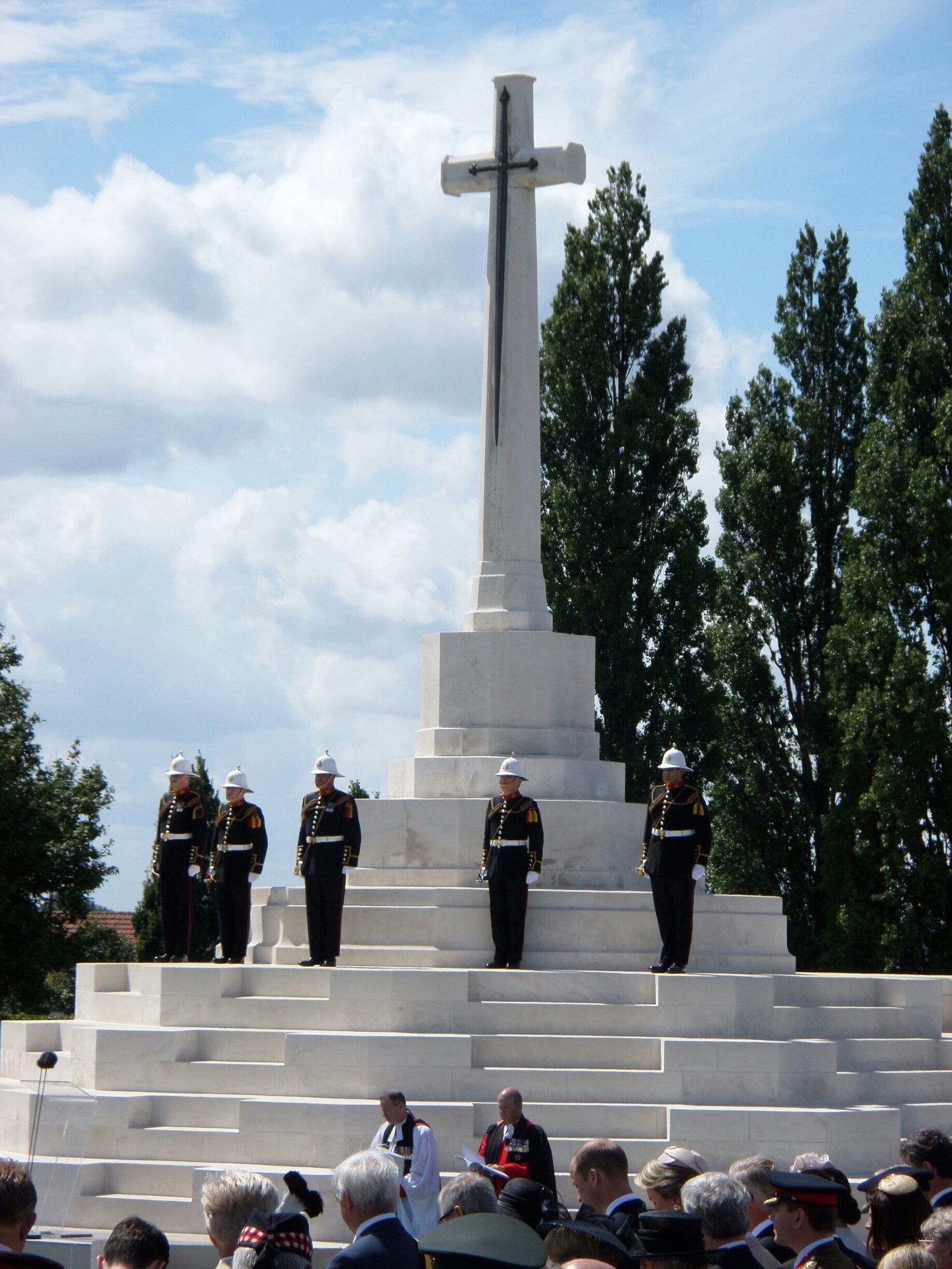 The Cross of Sacrifice at Tyne Cot.

The Royal Marine Buglers are waiting to sound The Last Post.

#Passchendaele 100 31/7/2017.